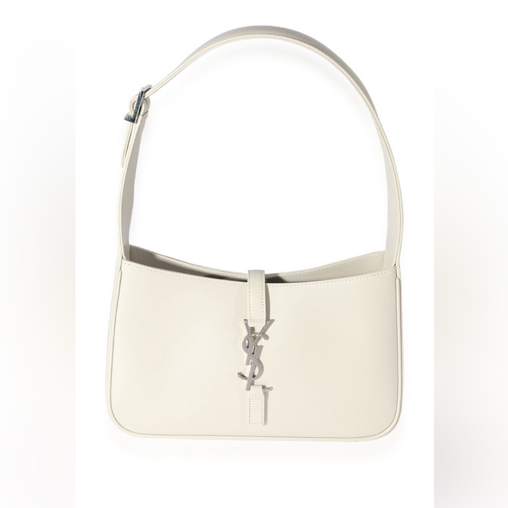 Saint Laurent Cream Shoulder Bag with silver/stainless iconic YSL Logo 
New